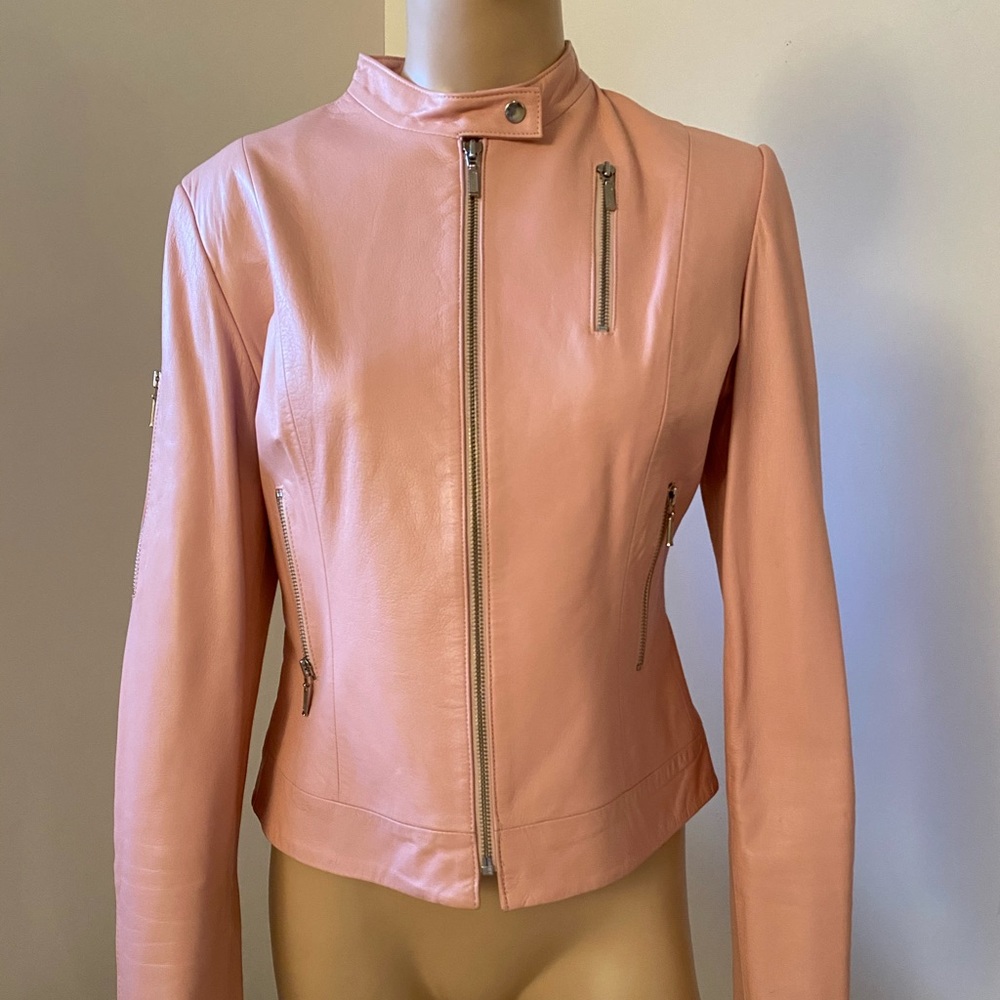 \ID. COLLECTION Bubble Gum Pink Leather Jacket